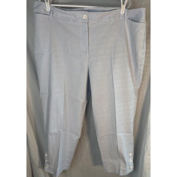 Talbots Pants - Talbots Perfect Crop Blue and White Striped Capri Pants size‎ 22WP
